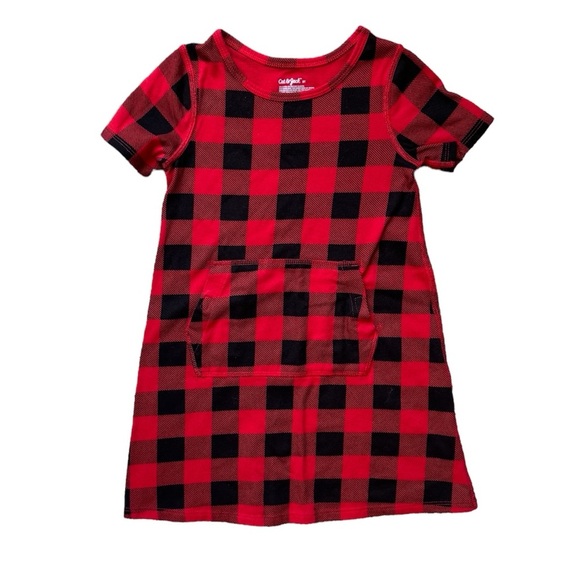 Cat & Jack Toddler Girls' Adaptive Short Sleeve Holiday Dress red plaid Size 5T - Picture 1 of 7